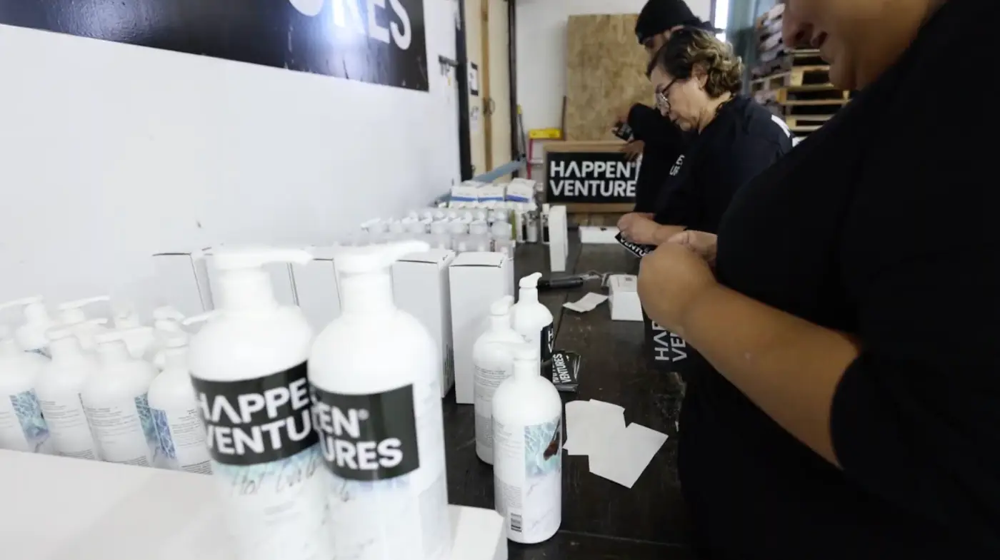 Happen Ventures crew relabeling recovered product